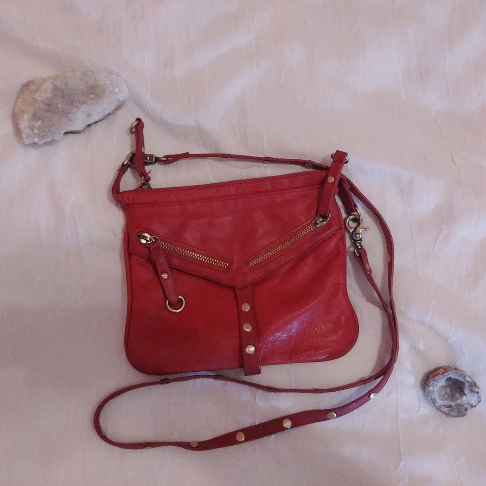 Sabina NY Red Leather Gold Stud Purse